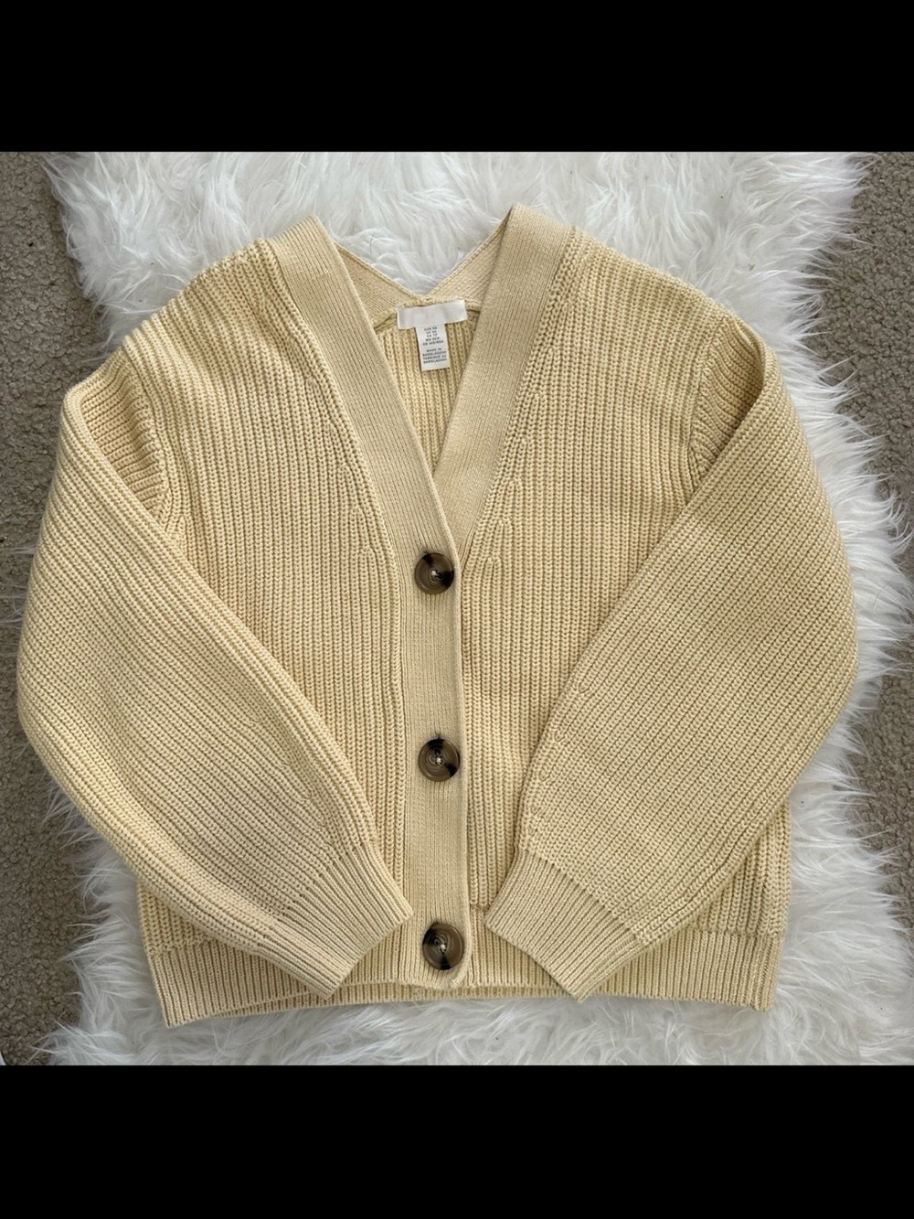 H&M Beige Chunky Knit Button-Front Women's Cardigan